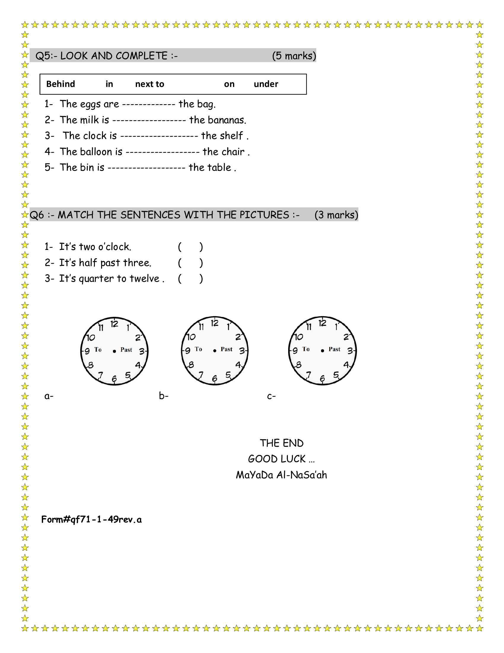 MzU1MjM2MQ4646امتحان نهائي لمادة اللغة الانجليزية للصف الثالث الفصل الاول 2016-1